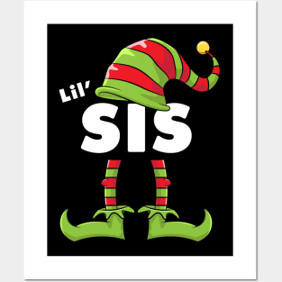 Lil' Sis Elf Funny Matching Christmas Costume Family Posters and Art